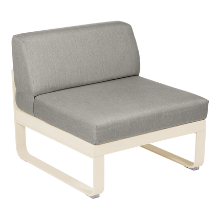 Fermob Bellevie 1-Seater Central Module – Latte Beige frame with Grey Taupe fabric – modular outdoor sofa, Ireland