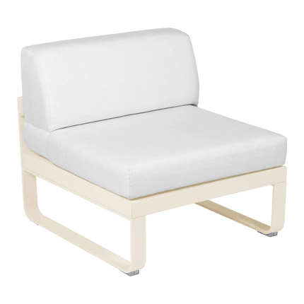 Fermob Bellevie 1-Seater Central Module – Latte Beige frame with Off-White fabric – modular outdoor sofa, Ireland