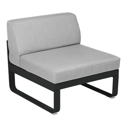 Fermob Bellevie 1-Seater Central Module – Liquorice frame with Flannel Grey fabric – modular outdoor sofa, Ireland