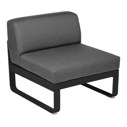 Fermob Bellevie 1-Seater Central Module – Liquorice frame with Graphite Grey fabric – modular outdoor sofa, Ireland