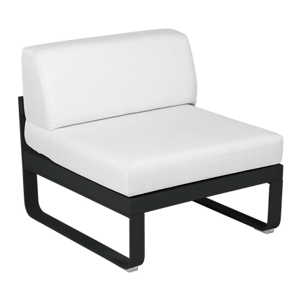 Fermob Bellevie 1-Seater Central Module – Liquorice frame with Off-White fabric – modular outdoor sofa, Ireland