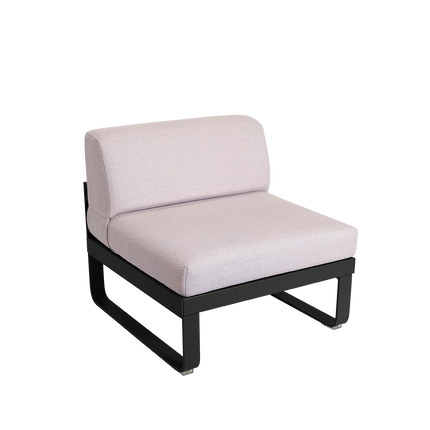 Fermob Bellevie 1-Seater Central Module – Liquorice frame with Pearl fabric – modular outdoor sofa, Ireland