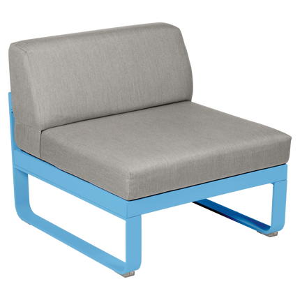 Fermob Bellevie 1-Seater Central Module – Maya Blue frame with Grey Taupe fabric – modular outdoor sofa, Ireland
