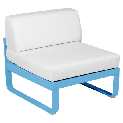 Fermob Bellevie 1-Seater Central Module – Maya Blue frame with Off-White fabric – modular outdoor sofa, Ireland