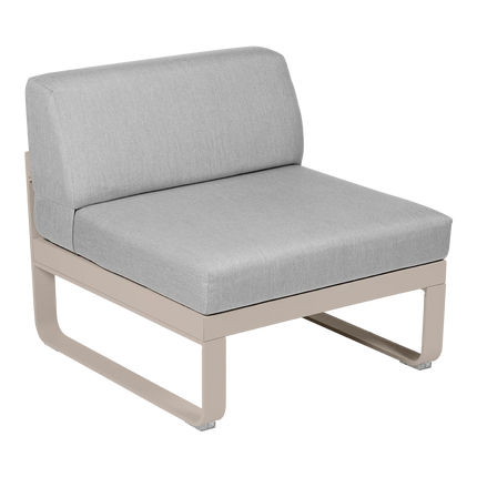 Fermob Bellevie 1-Seater Central Module – Nutmeg frame with Flannel Grey fabric – modular outdoor sofa, Ireland