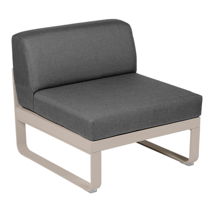 Fermob Bellevie 1-Seater Central Module – Nutmeg frame with Graphite Grey fabric – modular outdoor sofa, Ireland