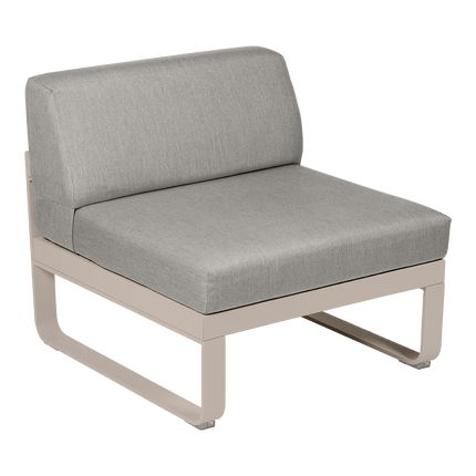 Fermob Bellevie 1-Seater Central Module – Nutmeg frame with Grey Taupe fabric – modular outdoor sofa, Ireland