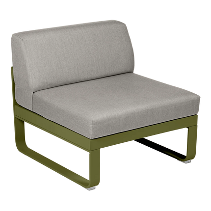 Fermob Bellevie 1-Seater Central Module – Pesto Green frame with Grey Taupe fabric – modular outdoor sofa, Ireland