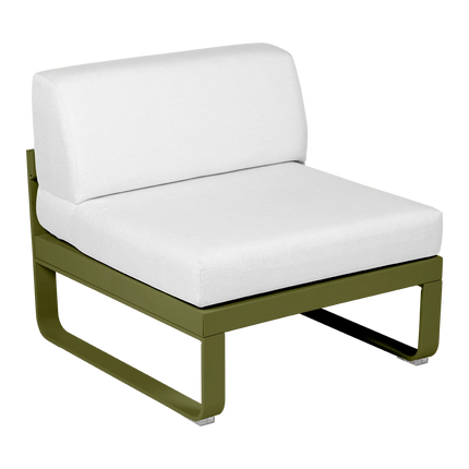 Fermob Bellevie 1-Seater Central Module – Pesto Green frame with Off-White fabric – modular outdoor sofa, Ireland