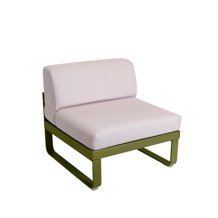 Fermob Bellevie 1-Seater Central Module – Pesto Green frame with Pearl fabric – modular outdoor sofa, Ireland