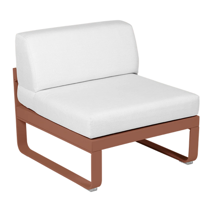 Fermob Bellevie 1-Seater Central Module – Red Ochre frame with Off-White fabric – modular outdoor sofa, Ireland