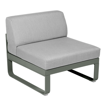 Fermob Bellevie 1-Seater Central Module – Rosemary frame with Flannel Grey fabric – modular outdoor sofa, Ireland