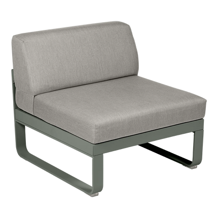 Fermob Bellevie 1-Seater Central Module – Rosemary frame with Grey Taupe fabric – modular outdoor sofa, Ireland