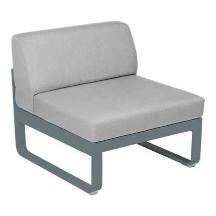 Fermob Bellevie 1-Seater Central Module – Storm Grey frame with Flannel Grey fabric – modular outdoor sofa, Ireland