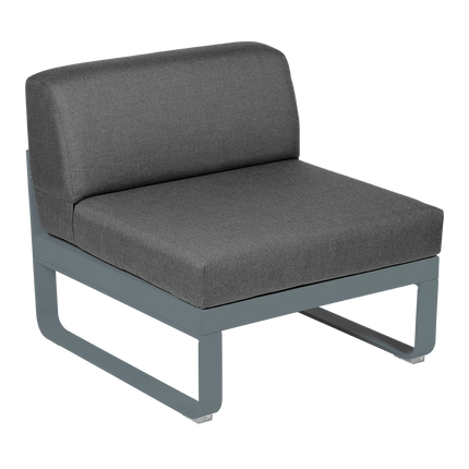 Fermob Bellevie 1-Seater Central Module – Storm Grey frame with Graphite Grey fabric – modular outdoor sofa, Ireland
