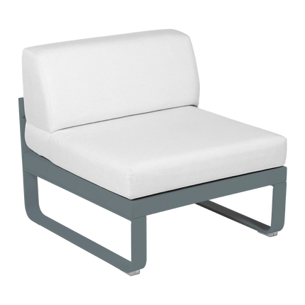 Fermob Bellevie 1-Seater Central Module – Storm Grey frame with Off-White fabric – modular outdoor sofa, Ireland