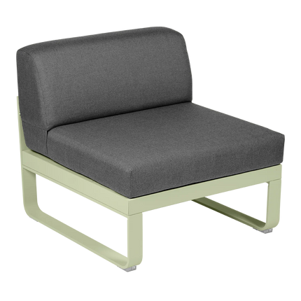 Fermob Bellevie 1-Seater Central Module – Willow Green frame with Graphite Grey fabric – modular outdoor sofa, Ireland
