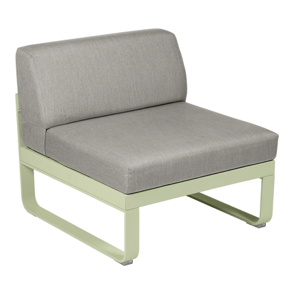 Fermob Bellevie 1-Seater Central Module – Willow Green frame with Grey Taupe fabric – modular outdoor sofa, Ireland