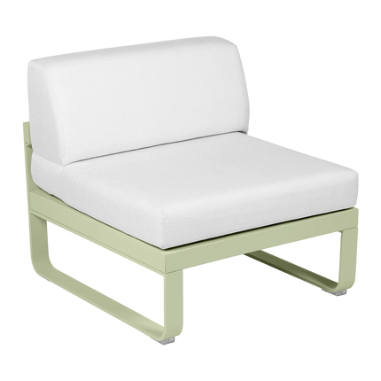 Fermob Bellevie 1-Seater Central Module – Willow Green frame with Off-White fabric – modular outdoor sofa, Ireland
