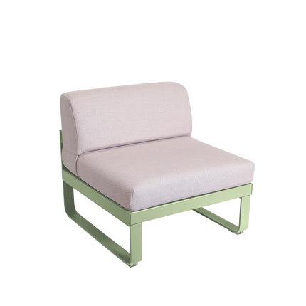Fermob Bellevie 1-Seater Central Module – Willow Green frame with Pearl fabric – modular outdoor sofa, Ireland