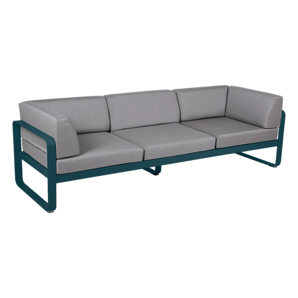 Fermob Bellevie 3-Seater Club Sofa – Acapulco Blue frame with Flannel Grey fabric – outdoor sofa, Ireland