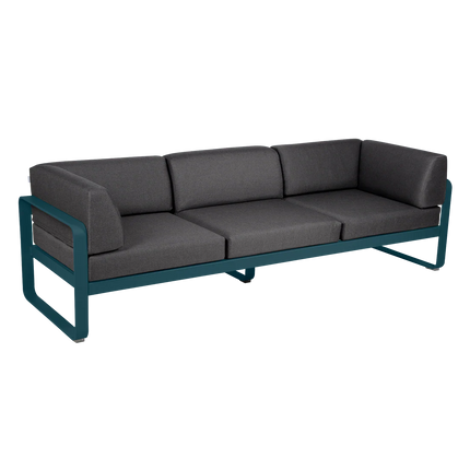 Fermob Bellevie 3-Seater Club Sofa – Acapulco Blue frame with Graphite Grey fabric – outdoor sofa, Ireland
