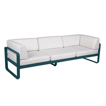 Fermob Bellevie 3-Seater Club Sofa – Acapulco Blue frame with Off-White fabric – outdoor sofa, Ireland