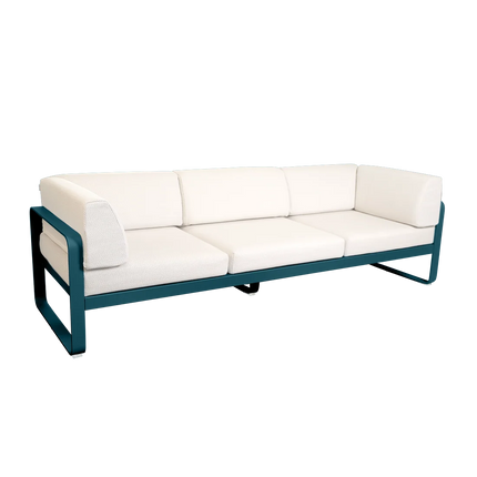 Fermob Bellevie 3-Seater Club Sofa – Acapulco Blue frame with Pearl fabric – outdoor sofa for hotels & restaurants, Ireland