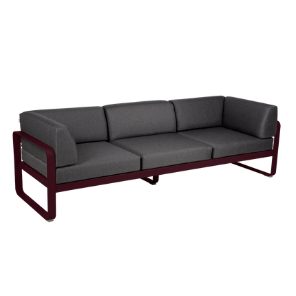 Fermob Bellevie 3-Seater Club Sofa – Black Cherry frame with Graphite Grey fabric – outdoor sofa, Ireland