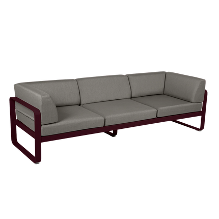 Fermob Bellevie 3-Seater Club Sofa – Black Cherry frame with Grey Taupe fabric – outdoor sofa, Ireland