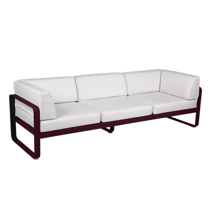 Fermob Bellevie 3-Seater Club Sofa – Black Cherry frame with Off-White fabric – outdoor sofa, Ireland