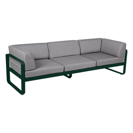 Fermob Bellevie 3-Seater Club Sofa – Cedar Green frame with Flannel Grey fabric – outdoor sofa, Ireland