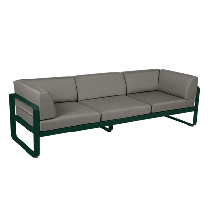 Fermob Bellevie 3-Seater Club Sofa – Cedar Green frame with Grey Taupe fabric – outdoor sofa, Ireland