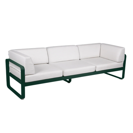 Fermob Bellevie 3-Seater Club Sofa – Cedar Green frame with Off-White fabric – outdoor sofa for hotels & restaurants, Ireland