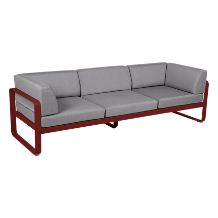 Fermob Bellevie 3-Seater Club Sofa – Chilli frame with Flannel Grey fabric – outdoor sofa for hotels & restaurants, Ireland
