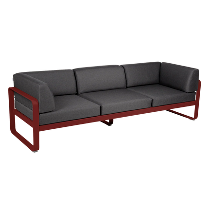Fermob Bellevie 3-Seater Club Sofa – Chilli frame with Graphite Grey fabric – outdoor sofa for hotels & restaurants, Ireland