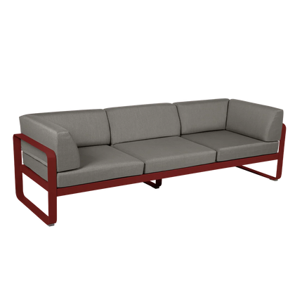 Fermob Bellevie 3-Seater Club Sofa – Chilli frame with Grey Taupe fabric – outdoor sofa for hotels & restaurants, Ireland