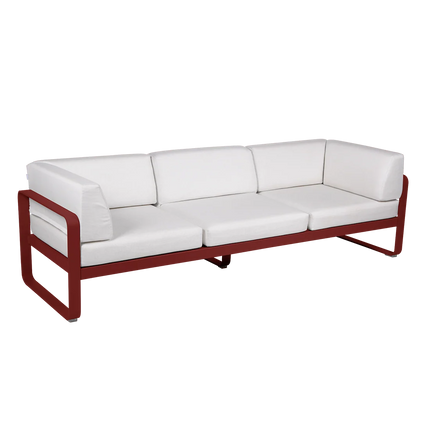Fermob Bellevie 3-Seater Club Sofa – Chilli frame with Off-White fabric – outdoor sofa for hotels & restaurants, Ireland