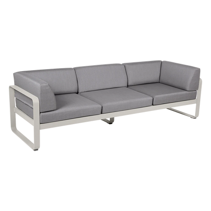 Fermob Bellevie 3-Seater Club Sofa – Clay Grey frame with Flannel Grey fabric – outdoor sofa, Ireland