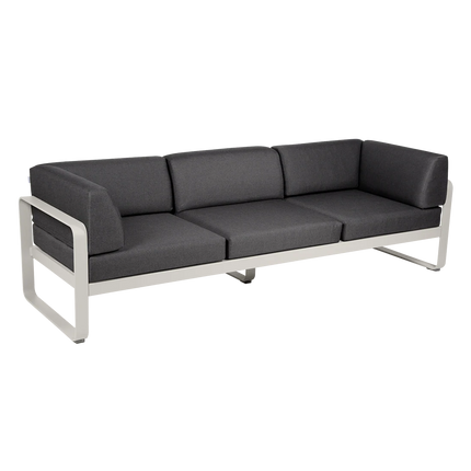 Fermob Bellevie 3-Seater Club Sofa – Clay Grey frame with Graphite Grey fabric – outdoor sofa, Ireland