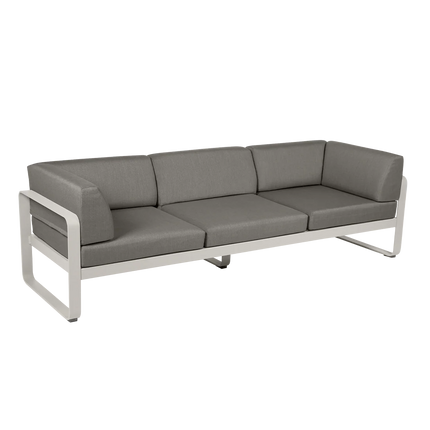 Fermob Bellevie 3-Seater Club Sofa – Clay Grey frame with Grey Taupe fabric – outdoor sofa for hotels & restaurants, Ireland