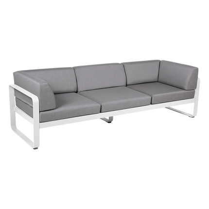 Fermob Bellevie 3-Seater Club Sofa – Cotton White frame with Flannel Grey fabric – outdoor sofa, Ireland