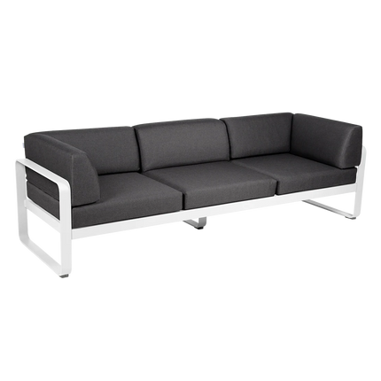 Fermob Bellevie 3-Seater Club Sofa – Cotton White frame with Graphite Grey fabric – outdoor sofa, Ireland