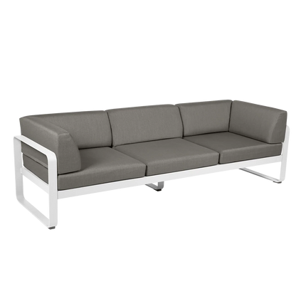 Fermob Bellevie 3-Seater Club Sofa – Cotton White frame with Grey Taupe fabric – outdoor sofa, Ireland