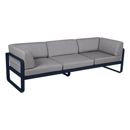 Fermob Bellevie 3-Seater Club Sofa – Deep Blue frame with Flannel Grey fabric – outdoor sofa, Ireland