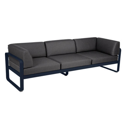 Fermob Bellevie 3-Seater Club Sofa – Deep Blue frame with Graphite Grey fabric – outdoor sofa, Ireland