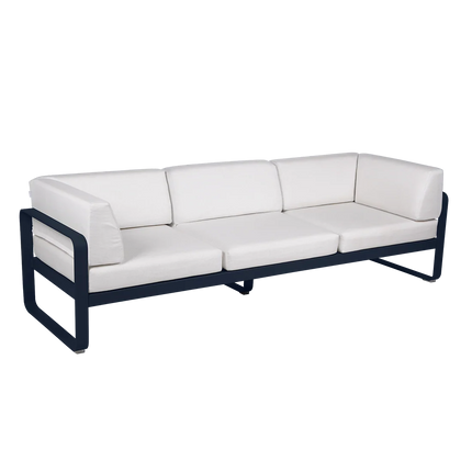 Fermob Bellevie 3-Seater Club Sofa – Deep Blue frame with Off-White fabric – outdoor sofa for hotels & restaurants, Ireland