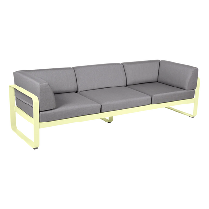 Fermob Bellevie 3-Seater Club Sofa – Frosted Lemon frame with Flannel Grey fabric – outdoor sofa, Ireland