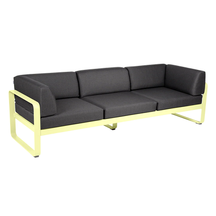 Fermob Bellevie 3-Seater Club Sofa – Frosted Lemon frame with Graphite Grey fabric – outdoor sofa, Ireland