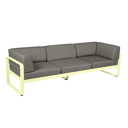Fermob Bellevie 3-Seater Club Sofa – Frosted Lemon frame with Grey Taupe fabric – outdoor sofa, Ireland